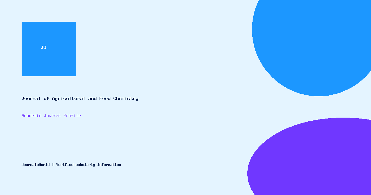 Journal of Agricultural and Food Chemistry journal profile cover